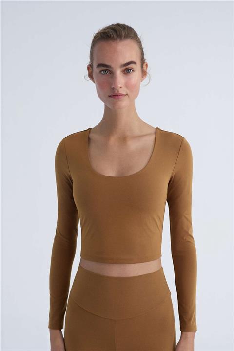 Oysho Comfortlux Uzun Kollu Crop  T-Shirt