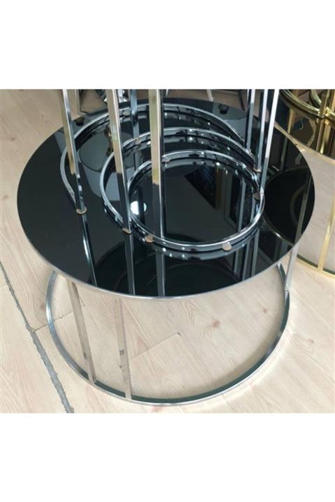 POLESSİ SEHPA Gümüş Orta Sehpa (FÜME CAM)