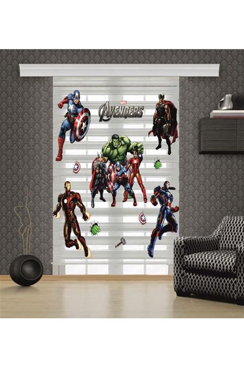 Grande Avengers Yenilmezler Baskılı Çocuk Odası Zebra Perde