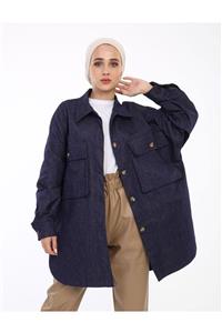 SİNDAL Oversize Ceket 4-4152 - Koyu Kot