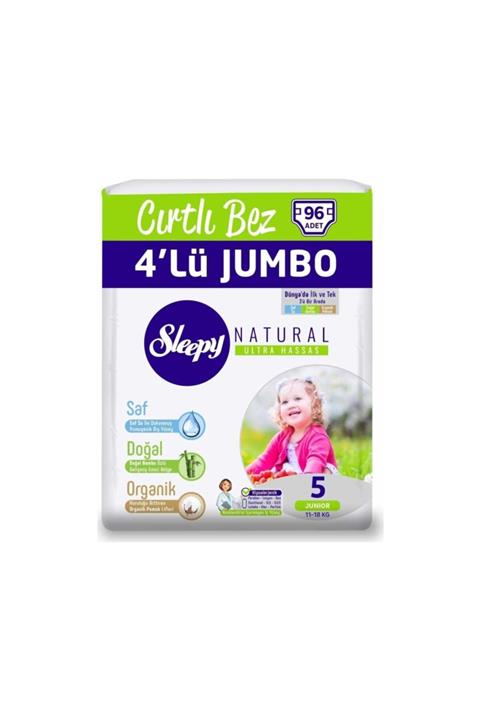 Sleepy Natural Bebek Bezi 5 Numara 11-18 Kg Junior - 4'lü Jumbo Paket - 96 Adet