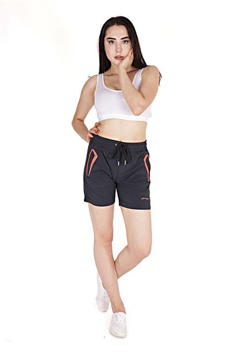 FORE SPORT Kadın Antrasit Parlak Cep Ayrıntılı Şort