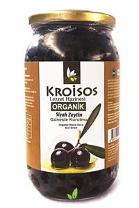 Kroisos Organik Siyah Zeytin Güneşte Kurutulmuş 650 gr Cam Ambalaj