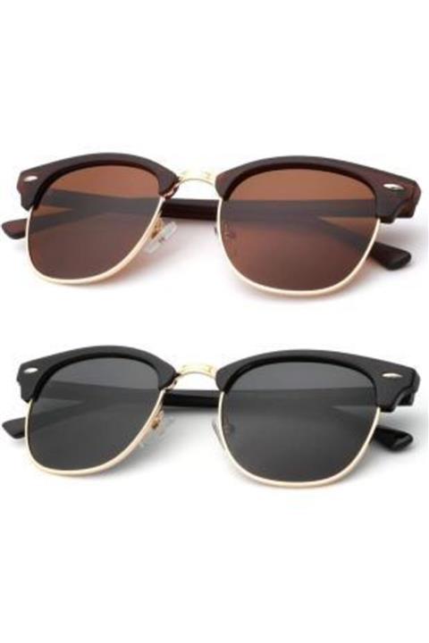 ModaLucci Unisex 2 Li Güneş Gözlüğü Clubmaster