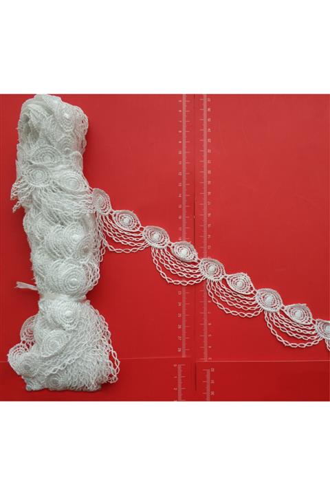 DUAYEN Beyaz Güpür Dantel 9 Metre
