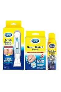 Scholl 5 Kullan At Törpü Ve Tedavi Sölüsyonu Içeren Tırnak Mantar Giderici 3.8 Ml+flaster+ayak Spreyi