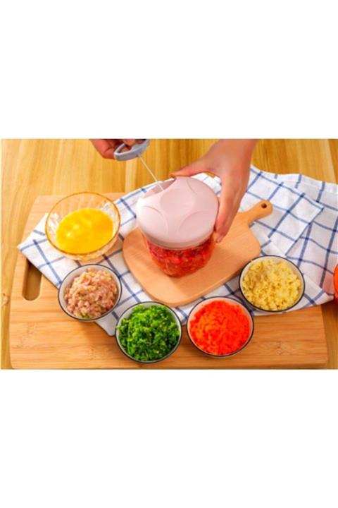 Salkım Planet İpli Çekmeli Pratik Meyve Sebze Doğrayıcı 5 Bıçaklı El Rondosu