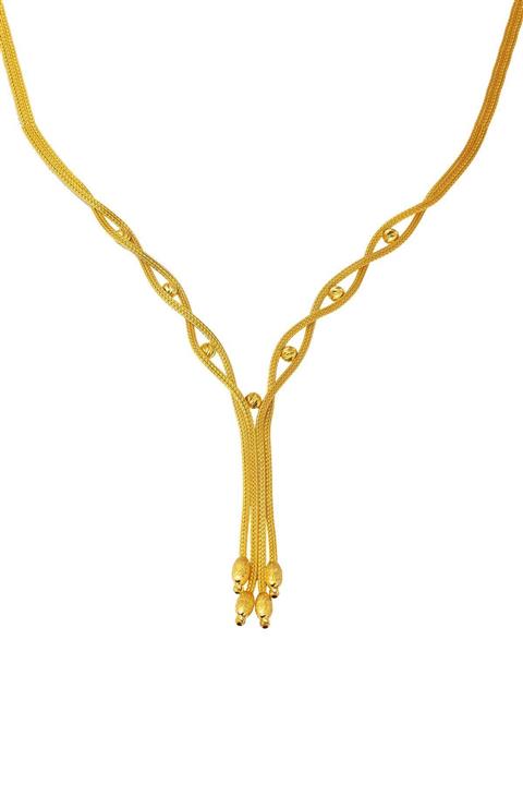 Bilezikci Örgü Zincir Top Altınlı Gerdanlık