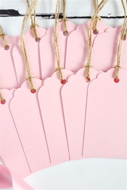 Dekorden Pembe Etiket, 100 Adet 4x7 Cm.