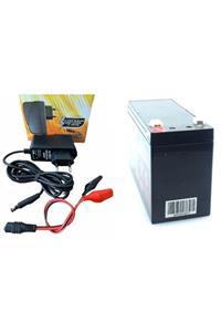 ATAEXPRESS Andcar Uyum 12 Volt 7 Amper Akü Batarya + 12 Volt Akü Için Şarj Cihazı Adaptör Şarz Timsah 2li Set