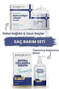 Roox Beauty Biotin - Kolajen - Keratin Destekli Saç Bakım Kremi & Şampuan Seti