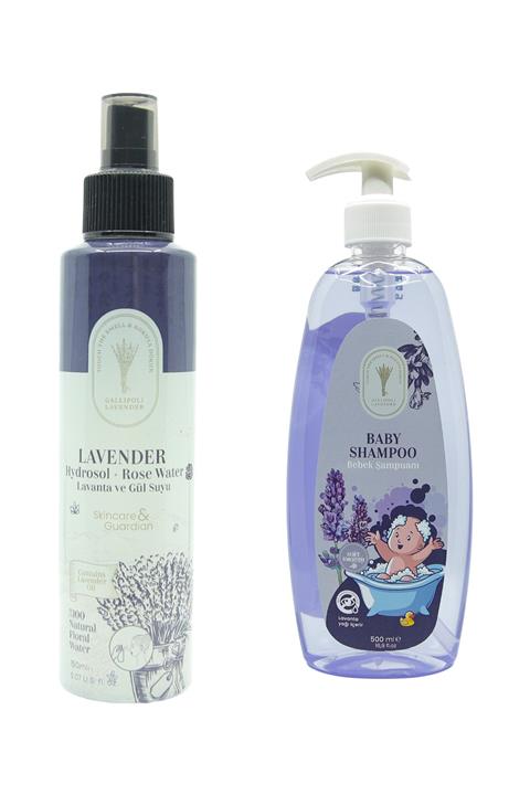 Dr. Lavender Bitkisel Cilt Sıkılaştırıcı 250ml Hidrosol + 500ml Bitkisel Lavanta Bebek Şampuanı Anne Bebek Seti