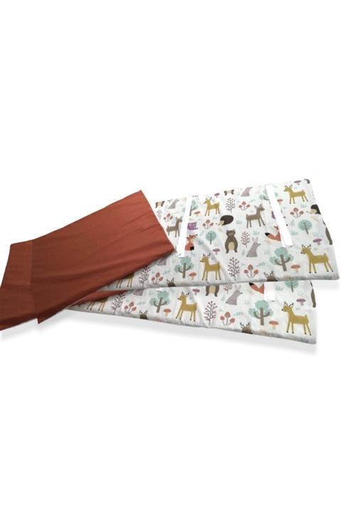 Bebek Özel Bebek Çocuk Beşik Kenar Koruma 120x200 Montessori (4 Parça) Bariyer Doğa Turuncu