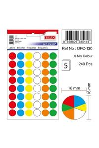 Tanex Ofc-mx130 Termal Etiket Karışık Renk 16 Mm