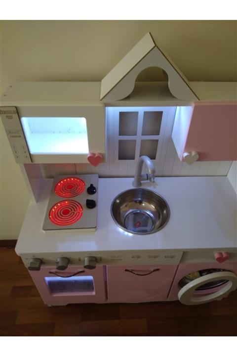 Ahşap Oyuncak Mutfak Led Işıklı Ocak