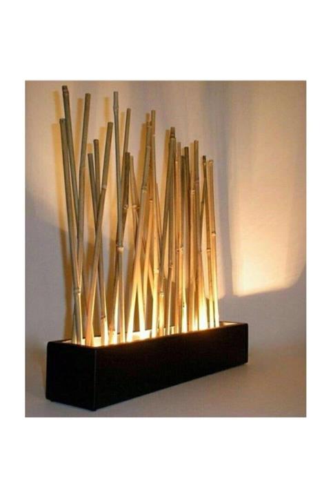 DORUK DEKOR Ahşap Bambu Lambader