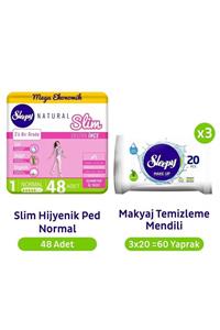 Sleepy Natural Slim Normal Hijyenik Ped 48'li Makyaj Temizleme Mendili 3x20 60 yaprak