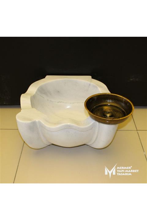 MYM Mermer Yapı Market Tasarım Afyon Beyaz Dalgalı Dizayn Mermer Kurna