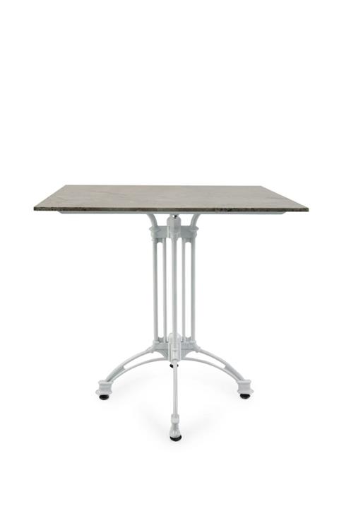 Silkar Raklis Silver Gray Kare %100 Gerçek Mermer Masa Beyaz Ayak