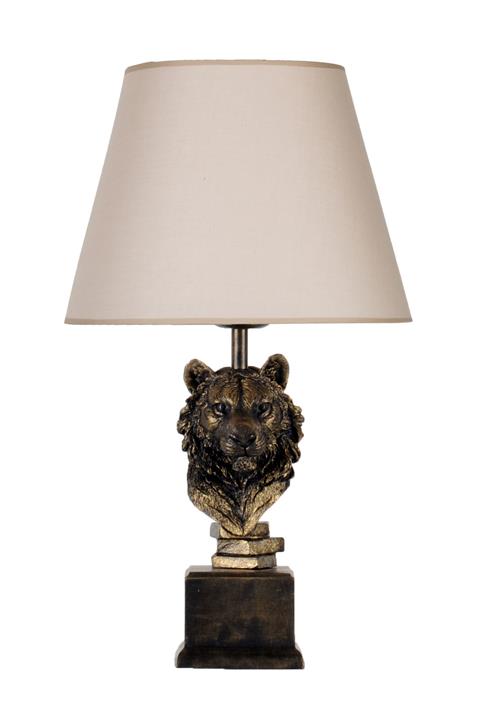 Qdec Modern Dizayn Aslan Abajur Gold Bej