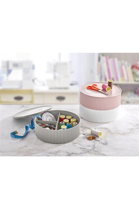 LAUREL DREAM 3 Gözlü Saklama Kabı Dikiş Ve Takı Kutusu - Gri