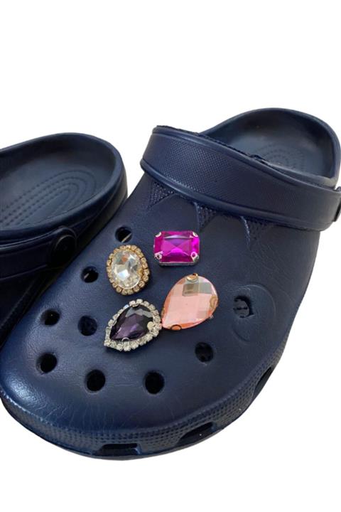 Josellini Jibbitz Kadın Terlik Aksesuarı, Kadın Crocs Terlik Süsü, Taşlı Terlik Süsü, 4'lü Terlik Süsü