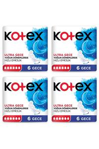 Kotex Ultra Hijyenik Ped Gece 6lı Ped X 4 Paket