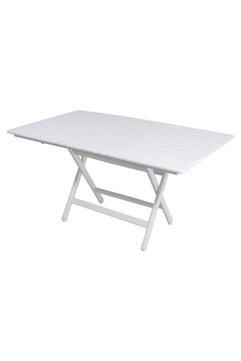 Bahçeme Ahşap Bahçe Balkon Mutfak Masası -kaş Katlanabilir 80x160 Beyaz