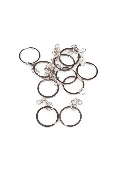 Simisso Zincirli Anahtarlık Halkası 5 Cm 10'lu Gümüş