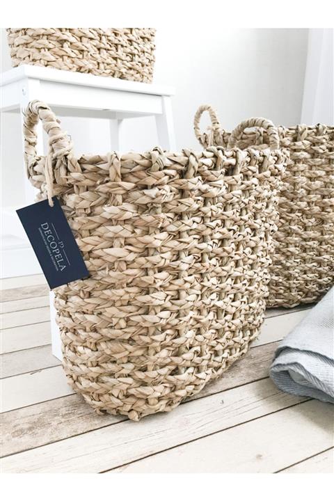 DECOPELA Çamaşır Sepeti Natural Saç Örgü / Orta