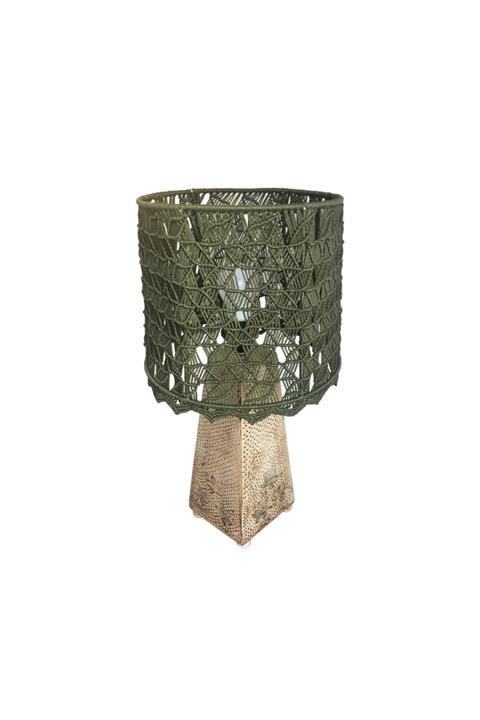 Zade Seramik Makreme Başlıklı El Yapımı Abajur Limited Edition