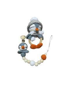 Potkal Hediye Fabrikası Sevimli Tilki Sesli Diş Kaşıyıcı Ve Emzik Zinciri Amigurumi Organik Yeni Doğan Bebek Oyuncak