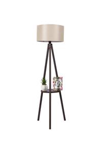 omrshop Ayaklı Sehpalı Lambader Krem Şapka/kahve Sehpa Ve Ayak