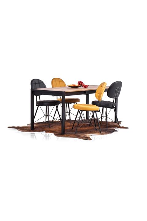 Onurdesign Star Modern Atlantik Çam Açılabilir Metal Kasa Ahşap Yemek Masası