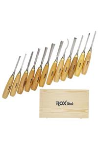 Rox Wood 12 Parça El Tipi Ahşap Oyma Seti (ahşap Kutulu) 15399092