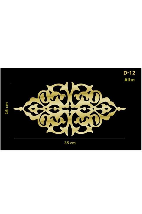 EYM Dekoratif Yapışkanlı Mobilya Dolap Süsü Altın 35 X 16 Cm Aynalı Pleksi D-12