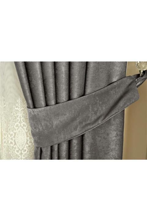 Cortibo Koyu Gri Tek Kanat Pilesiz Soft Fonluk Fon Perde 200 x 270 cm