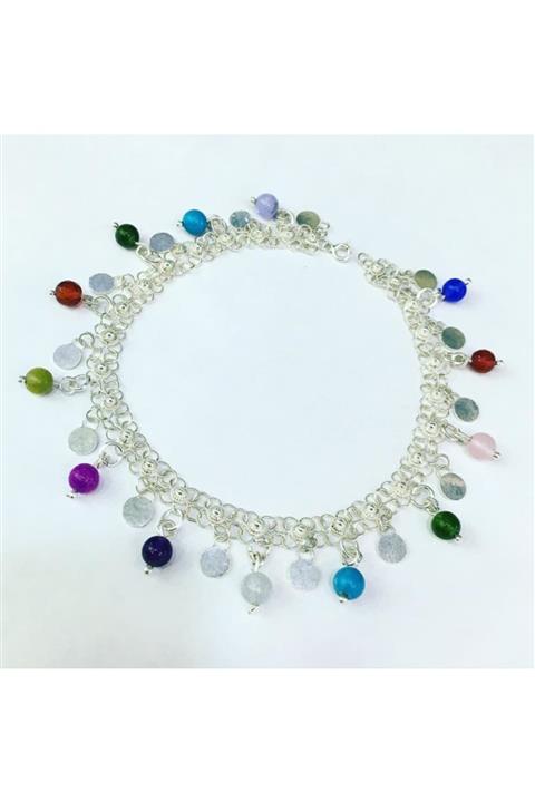 Tmt Silver Gümüş Renkli Taşlı Kişniş Pullu Mardin Halhalı