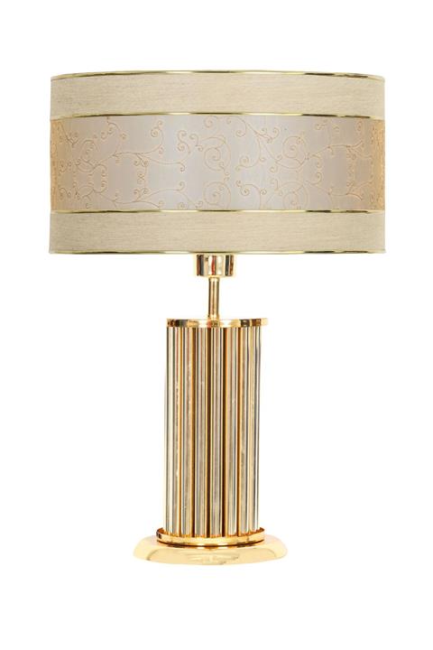 Vinner Odeon Gold Kaplama Metal Çubuk Abajur - Çift Gold Şeritli Mataro Vizon