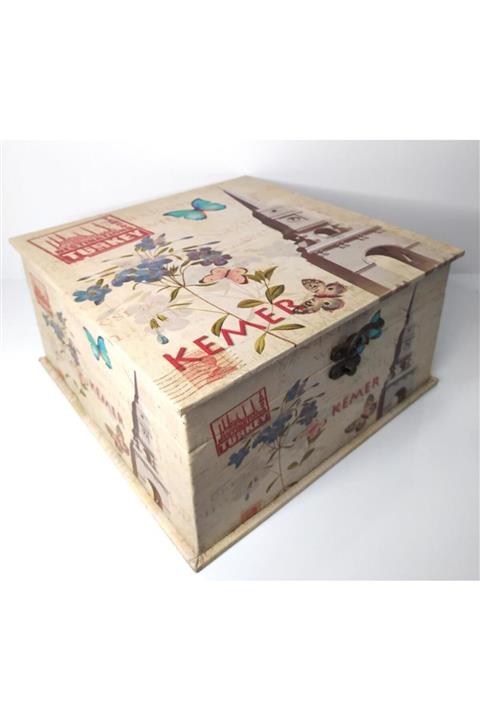 Hd Marketim Kitap Şeklinde Ahşap Dekoratif Mücevher Takı Aksesuar Kutusu 10244