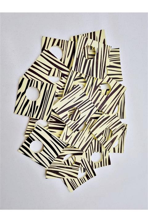 PASTA VİTRİN Yenilebilir Gofret Pasta Süsü Zebra Desenli Kare 20 Li