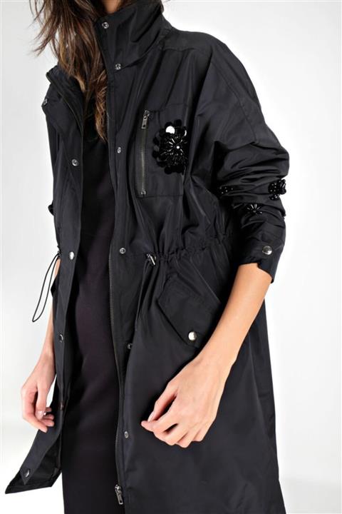 Spazio Amanda Beli Lastikli Boncuk Işli Trençkot