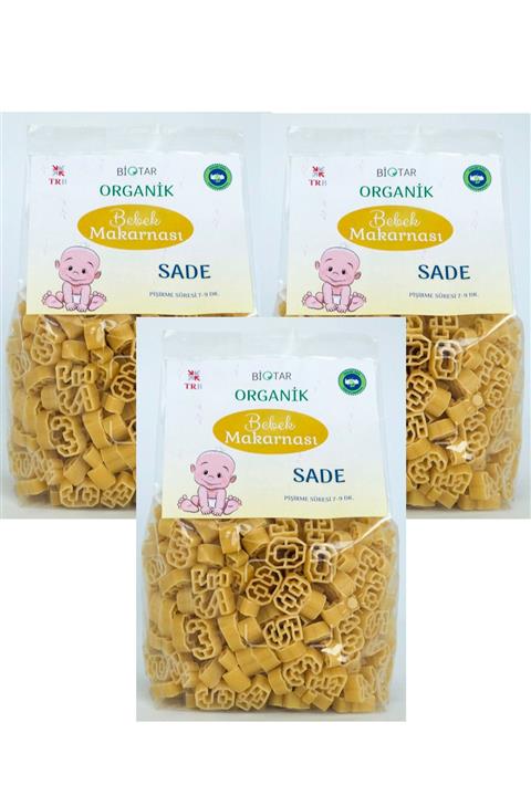 BİOTAR Organik Tarım Ürünleri Organik Bebek Makarnası Sade 350 Gr X 3 Adet