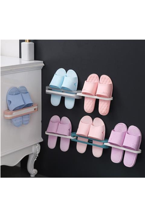 WeekOn Portatif Terlik Tutucu 3 Çift Terlik Kapasiteli Terlik Havlu Rafı