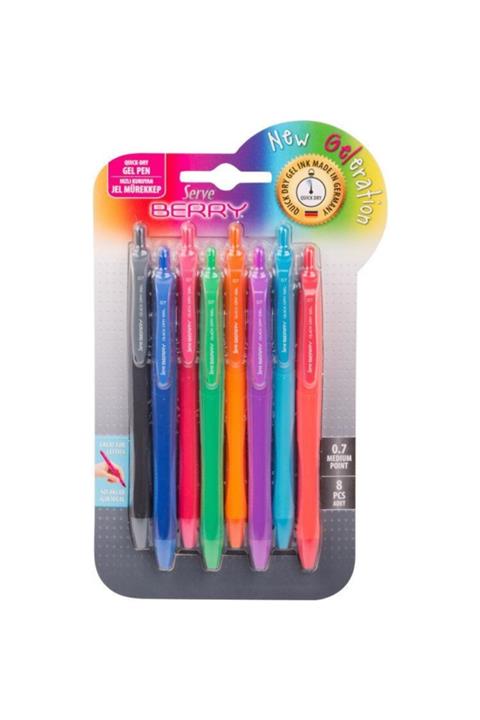 Serve Berry Jel Mürekkepli Kalem 8 Renk Blister Set B