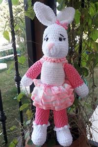 Deniz Marketim Uyku Arkadaşı Organik Oyuncak Amigurumi Pembe Tavşan