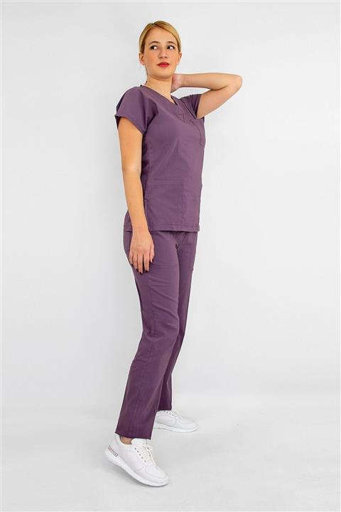 Nur Medikal Giyim Leylak Rengi Likralı Alt Üst Takım