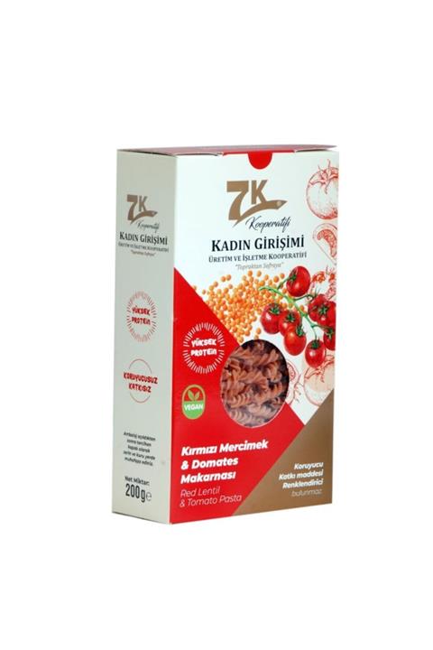 7KKADINGİRİŞİMKOOPERATİFİ Organik Doğal Katkısız Yüksek Proteinli Kırmızı Mercimek Ve Domates Makarnası 200 Gr