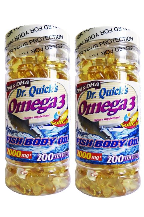 Dr Quicks Omega 3 Fish Oil 2000 Mg 200 Softgels 2 Adet