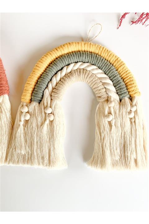 Seabella Gökkuşağı Şeklinde Makrome Şık Duvar Kapı Süsü